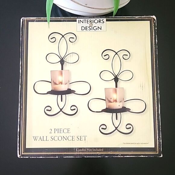Interiors by Design Two ( 2 ) piece Wall Scone Set Black - Picture 1 of 1
